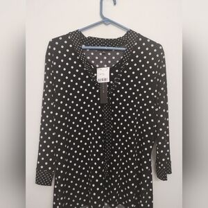 Elegant Black and White Polka Dot Women's Blouse